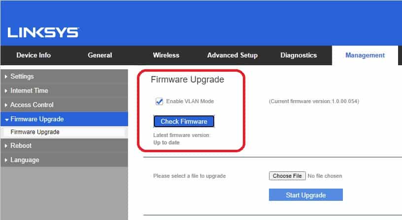 Check Linksys firmware