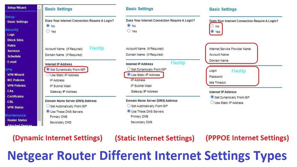 Netgear router internet settings