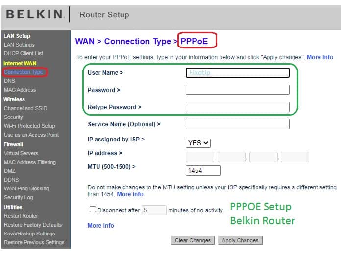 PPPOE Setup Belkin Router