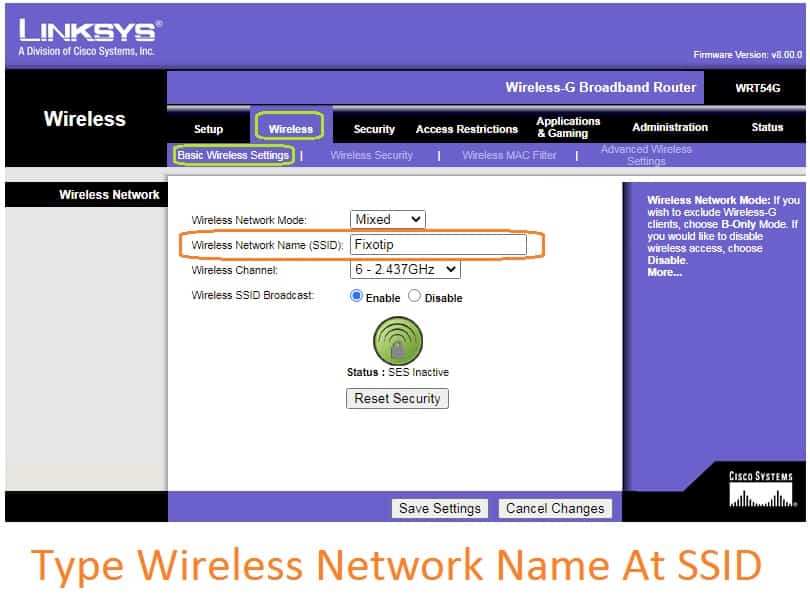 Setup Linksys router wifi network name