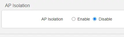 disable ap isolation