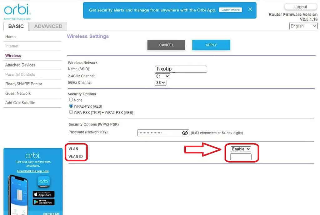 enable vlan tagging in orbi wifi router