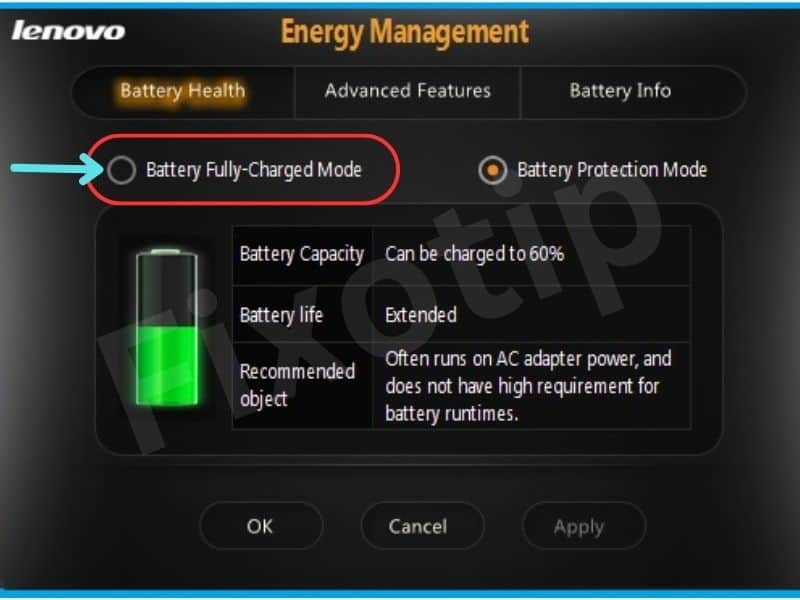 Lenovo Energy Management Won't Charge Lenovo laptop battery